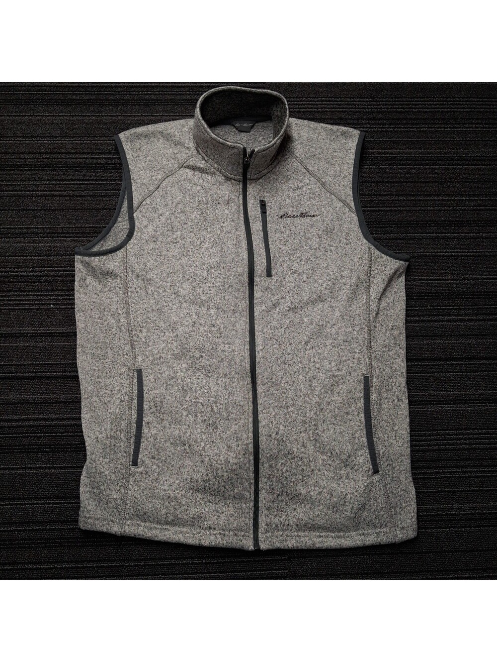 Eddie Bauer Mens L Gray Sweater Fleece Full Zip Vest Hiking Outdoor Gorpcore